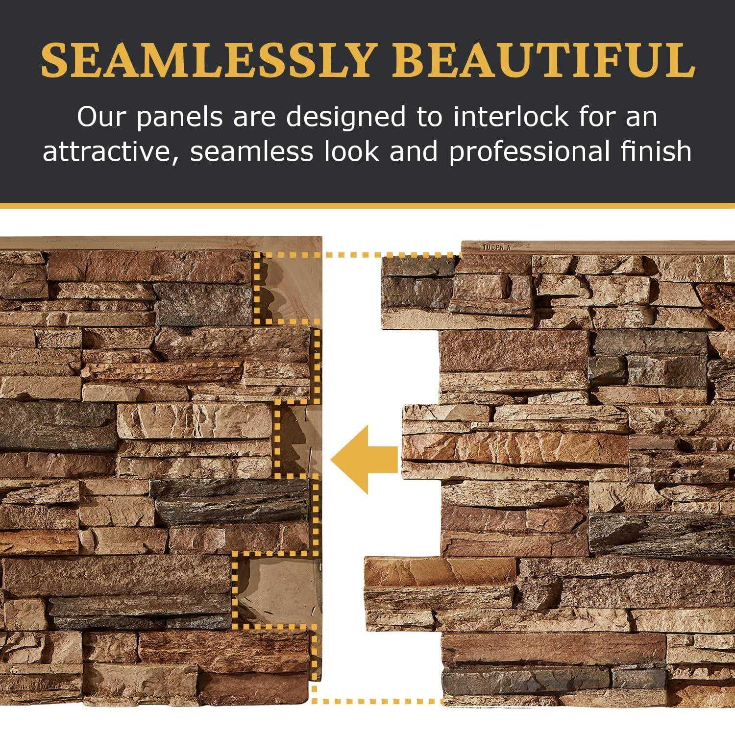 AZ Faux Faux Stacked Stone 3D Textured Wall Panel Sample Sedona 8 inchL x 8 inchH - Cheap Fitting