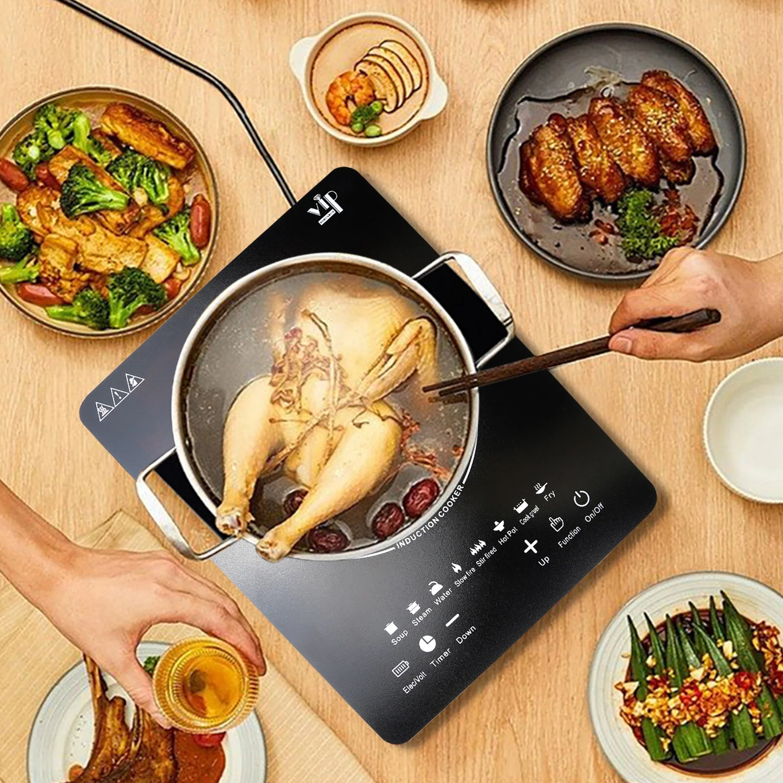 Multi-Function Induction Cooktop, 10 Power Levels Hot Plate, 2200w Electric Stove with Easy Clean Glass, 8 Modes Sensor Touch Cooker - Cheap Fitting