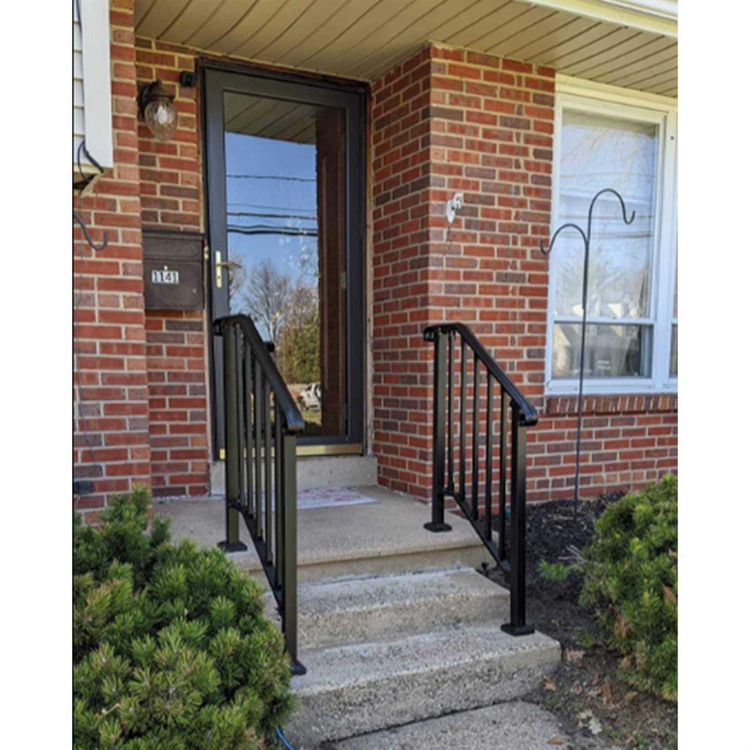 Metty Metal Hand Rails for Outdoor Steps Wrought Iron Stair Railing Set for 1 to 5 Step - Cheap Fitting