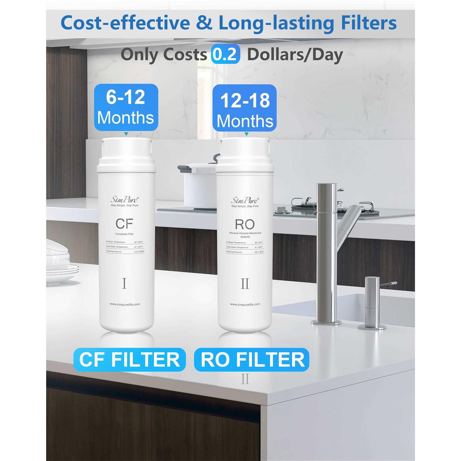 Simpure Reverse Osmosis System 600 GPD Tankless Under Sink Water Filter System with Faucet - Cheap Fitting