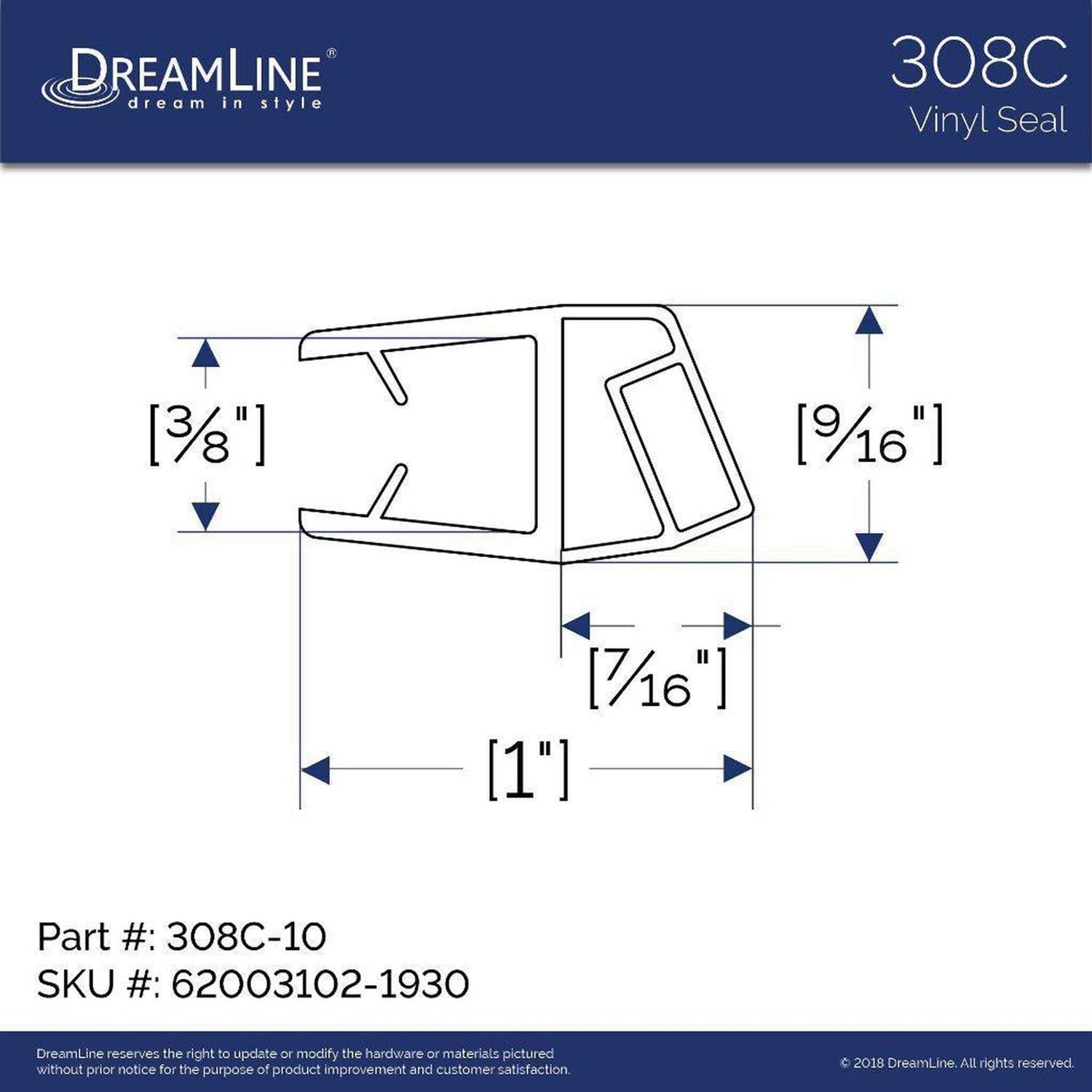DreamLine Magnetic Strike Vinyl Door Sweep 62003102-1930 - Cheap Fitting