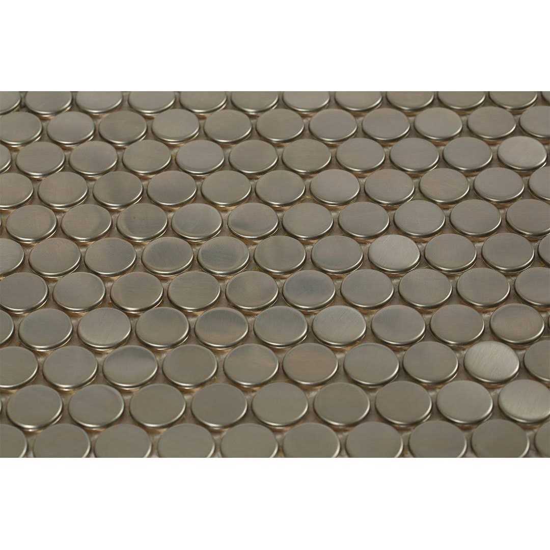 Stainless Steel 0.75 x 0.75 Stainless Steel Penny Round Mosaic Wall Tile Ivy Hill Tile - Cheap Fitting