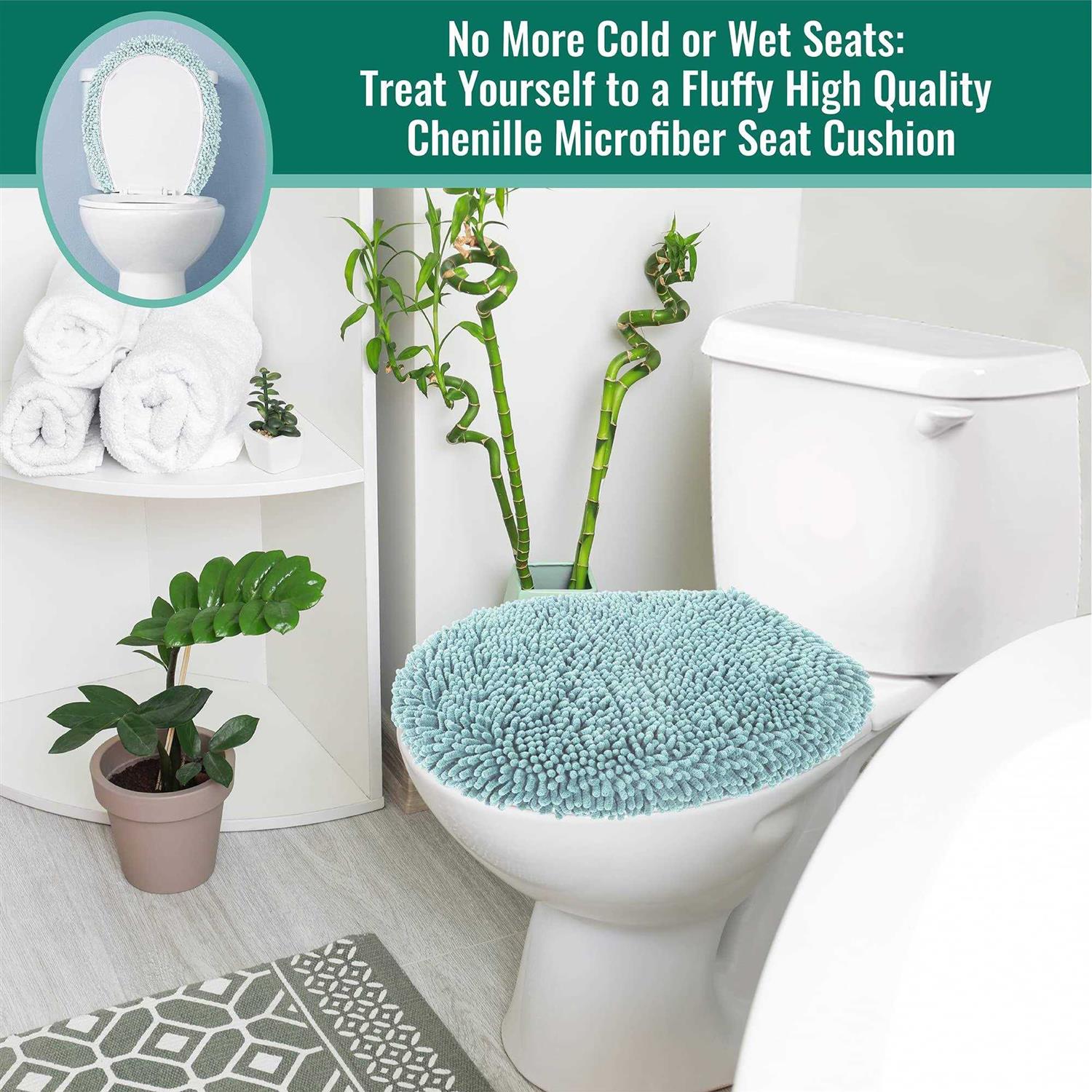 MAYSHINE Plush Shaggy Standard Toilet Seat Lid Cover Fuzzy Chenille Microfiber - Cheap Fitting