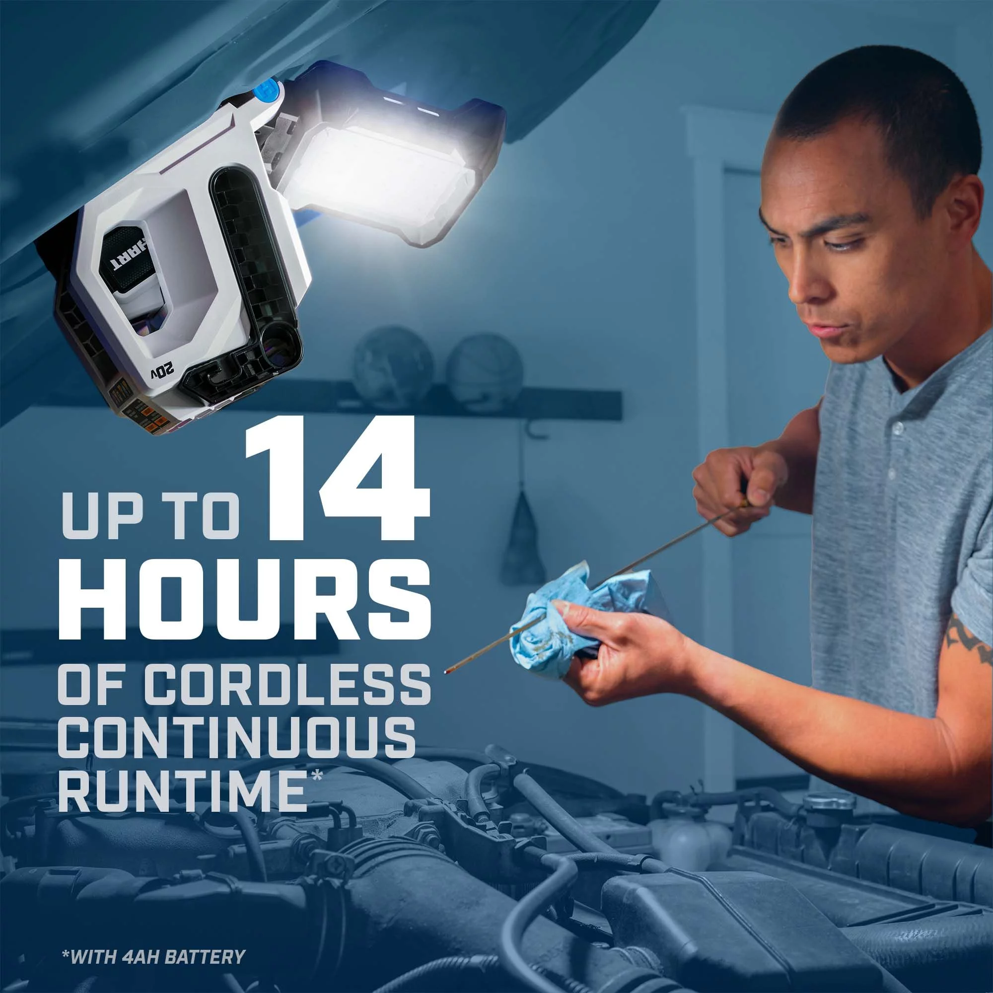 HART 20-Volt Hybrid LED Magnet Light, 1,500 Lumens, 2-Pack 2Ah Battery and Charger Starter Kit Bundle - Cheap Fitting