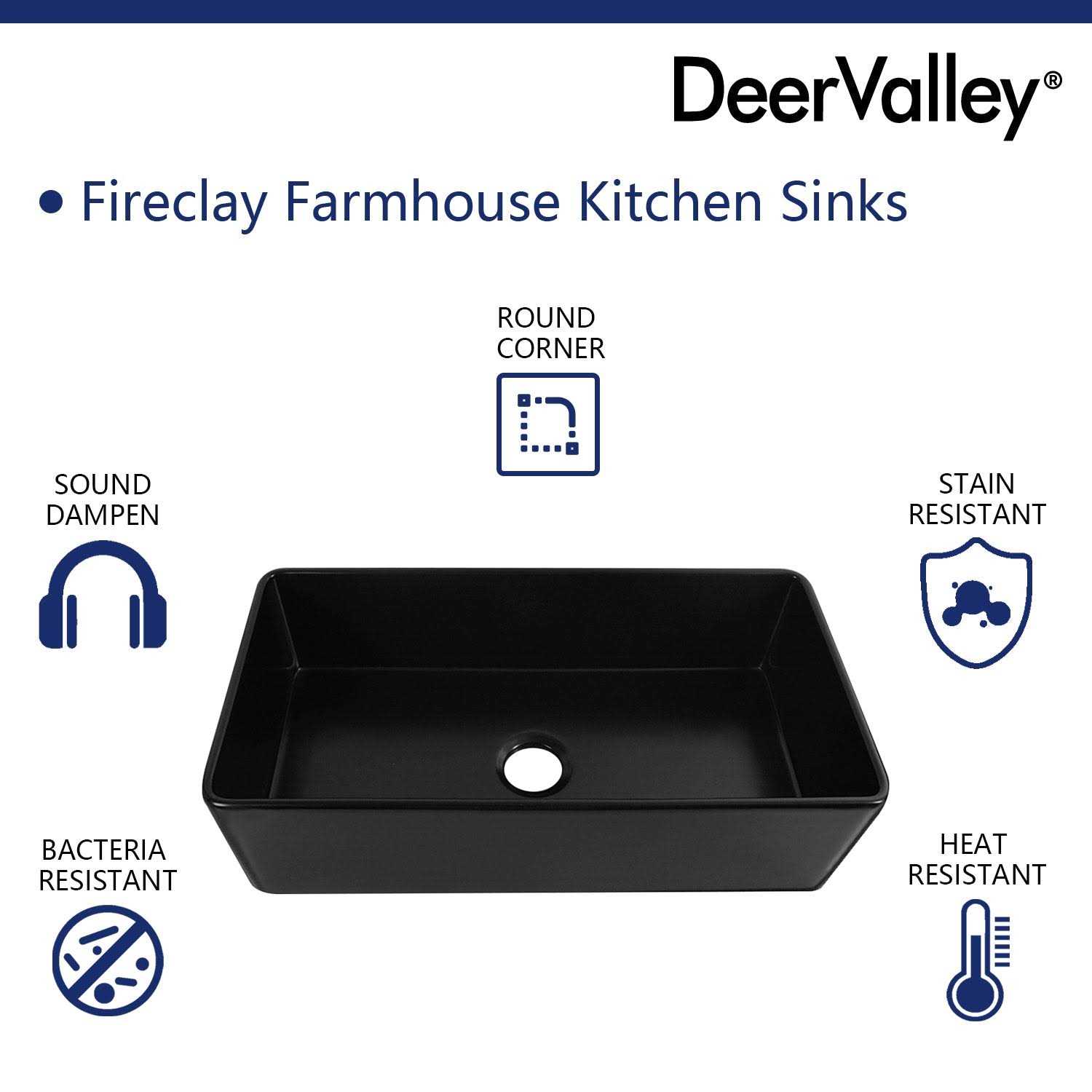DeerValley DV-1K505 Grove Fireclay 36 L x 18 W Farmhouse Kitchen Sink - Cheap Fitting
