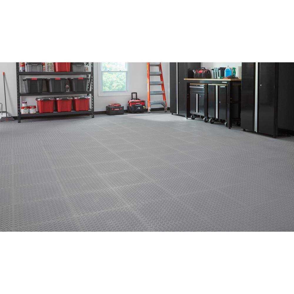 Husky 18.4 in. x 18.4 in. Gray PVC Garage Flooring Tile - Cheap Fitting