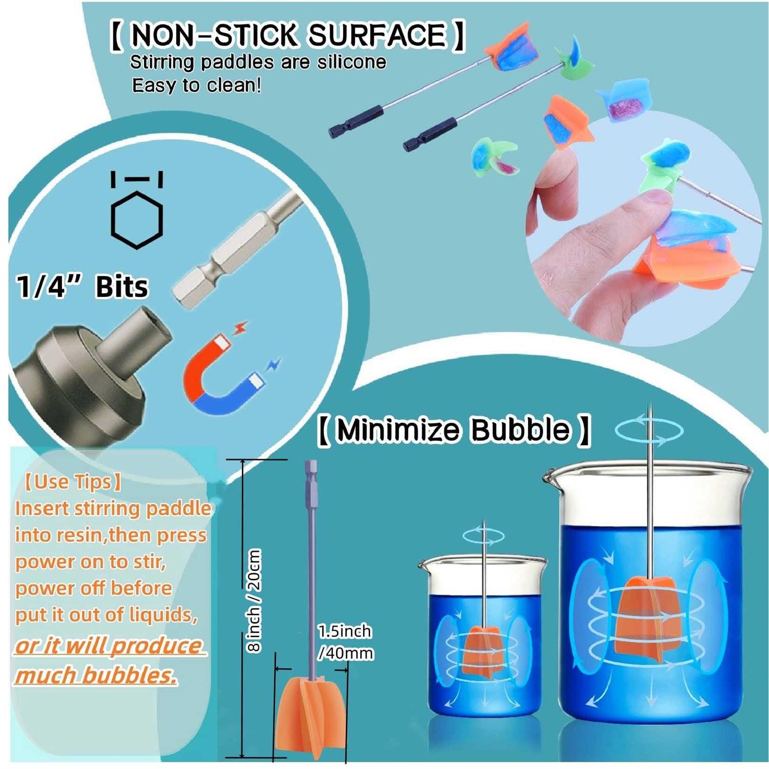 Silicone Resin Mixer Epoxy Mixer Paddles,Reusable Reusable Paint and Resin Mixer Paddle to Mix,Mixer for Drill Paint Mixer/Paint Stirrer for Mixing - Cheap Fitting
