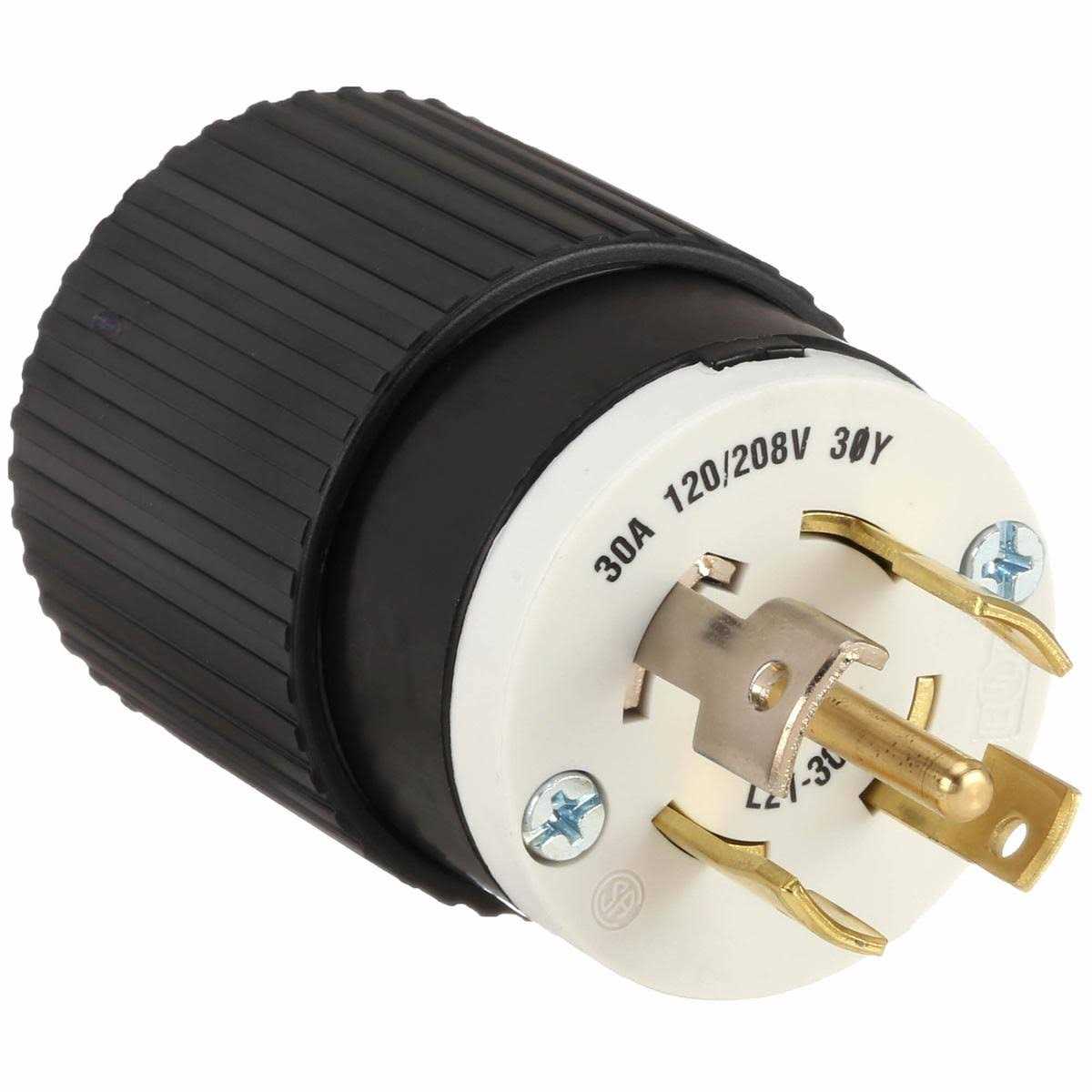 Bryant 72130NP – Locking Plug, 30A 120/208V, L21-30P, Black/White - Cheap Fitting