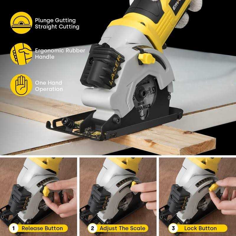 Mini Circular Saw ENVENTOR 4.8A Electric Circular Saw Corded with Laser Guide - Cheap Fitting