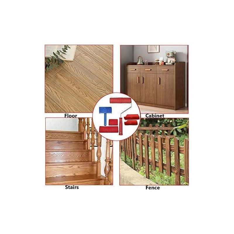 XDONEF Wood Graining Tool Set 6pcs 7 Fake Wood Grain Roller Painting Tool with Handle DIY Rubber Graining Tool Paint Look Like Wood for Wall Room Art - Cheap Fitting