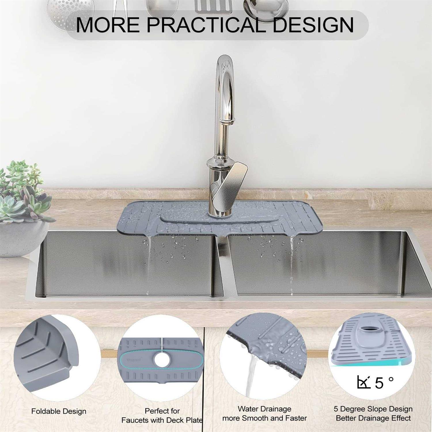 Silicone Faucet Mat Kingmall Kitchen Faucet Mat Silicone Faucet Drip Catcher for Kitchen Faucet Drip Catcher Silicone Sink Mats - Cheap Fitting