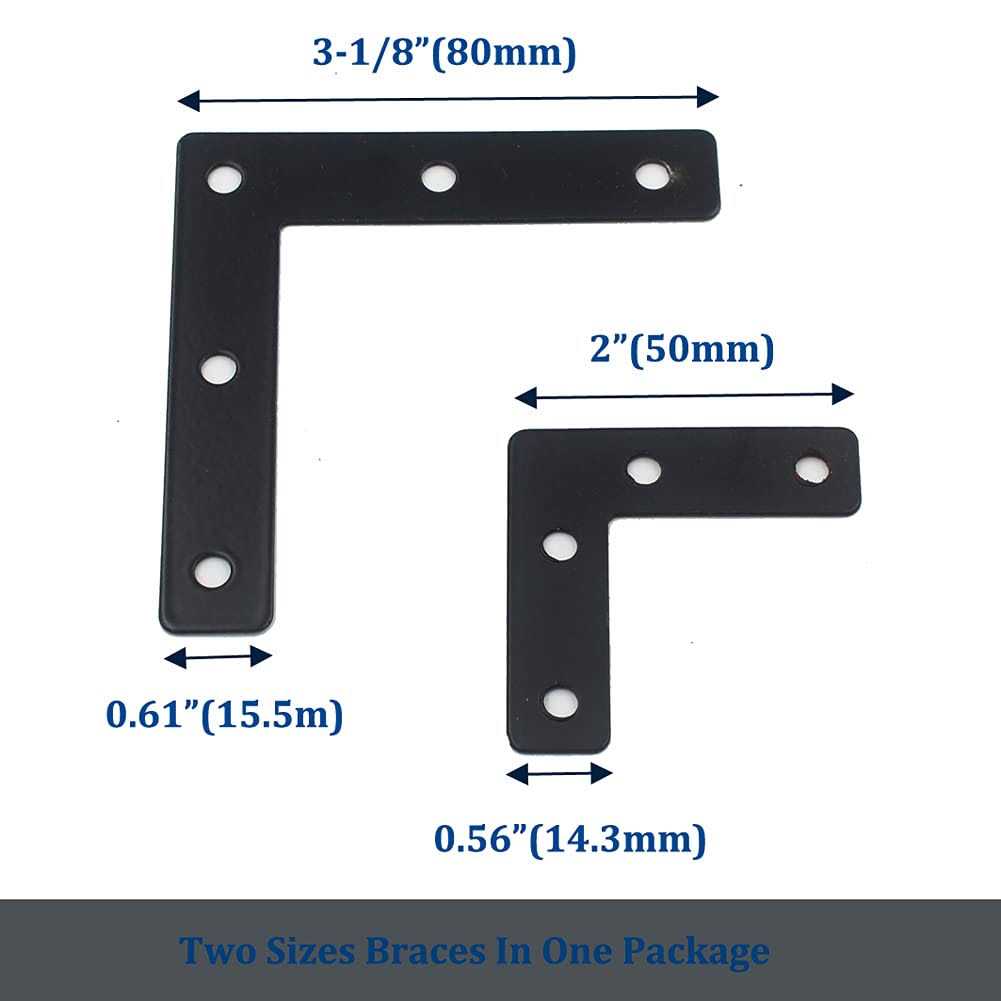 DGOL Two Sizes 3-1/8 inch and 2 inchL Flat Corner Braces with Screw - Cheap Fitting