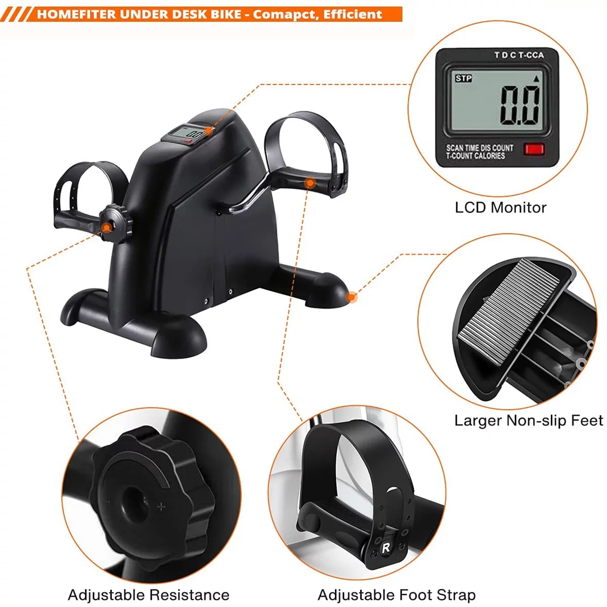 Novashion Mini Multi-Function Stepper, Exercise Bike, Digital Under Desk Bike with LCD Screen Display, Pedal Exerciser Peddler for Leg Arm and Knee for Elderly - Cheap Fitting