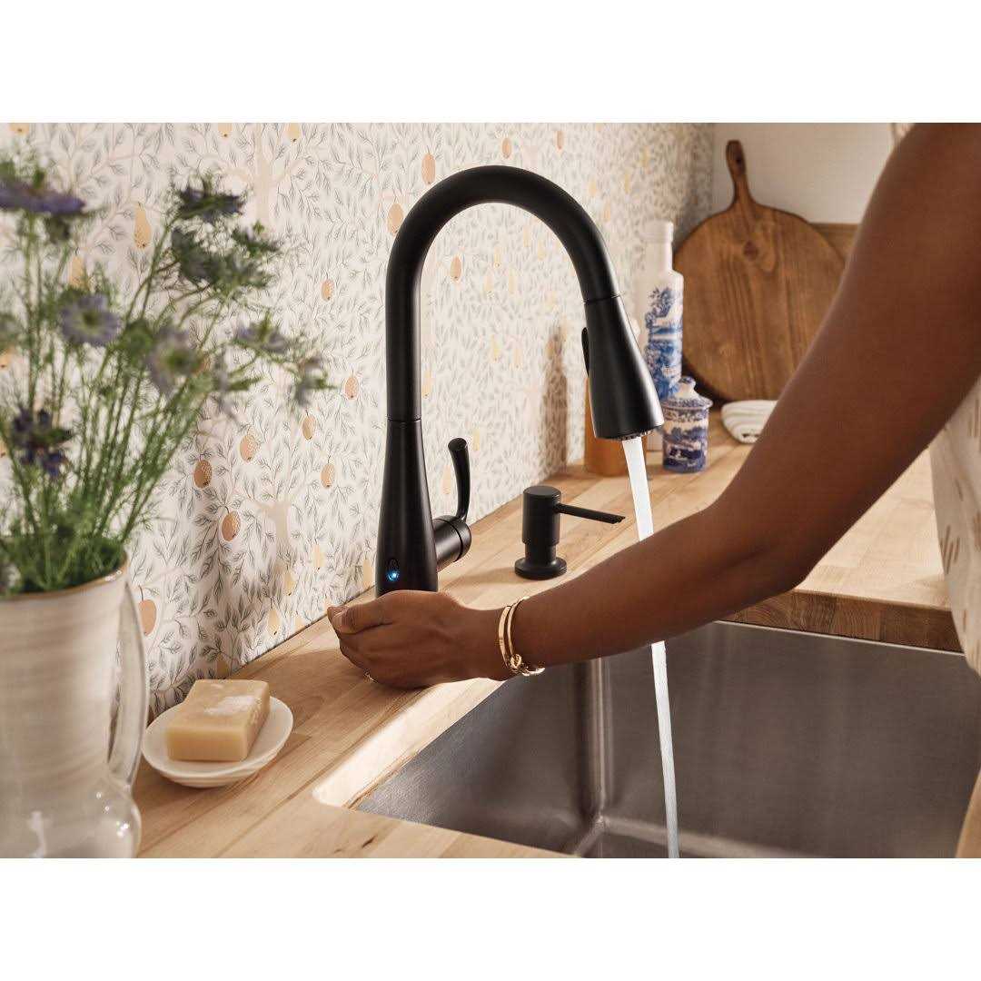 Moen Essie Touchless Single-Handle Pull-Down Sprayer Kitchen Faucet with MotionSense Wave and Power Clean in Matte Black - Cheap Fitting