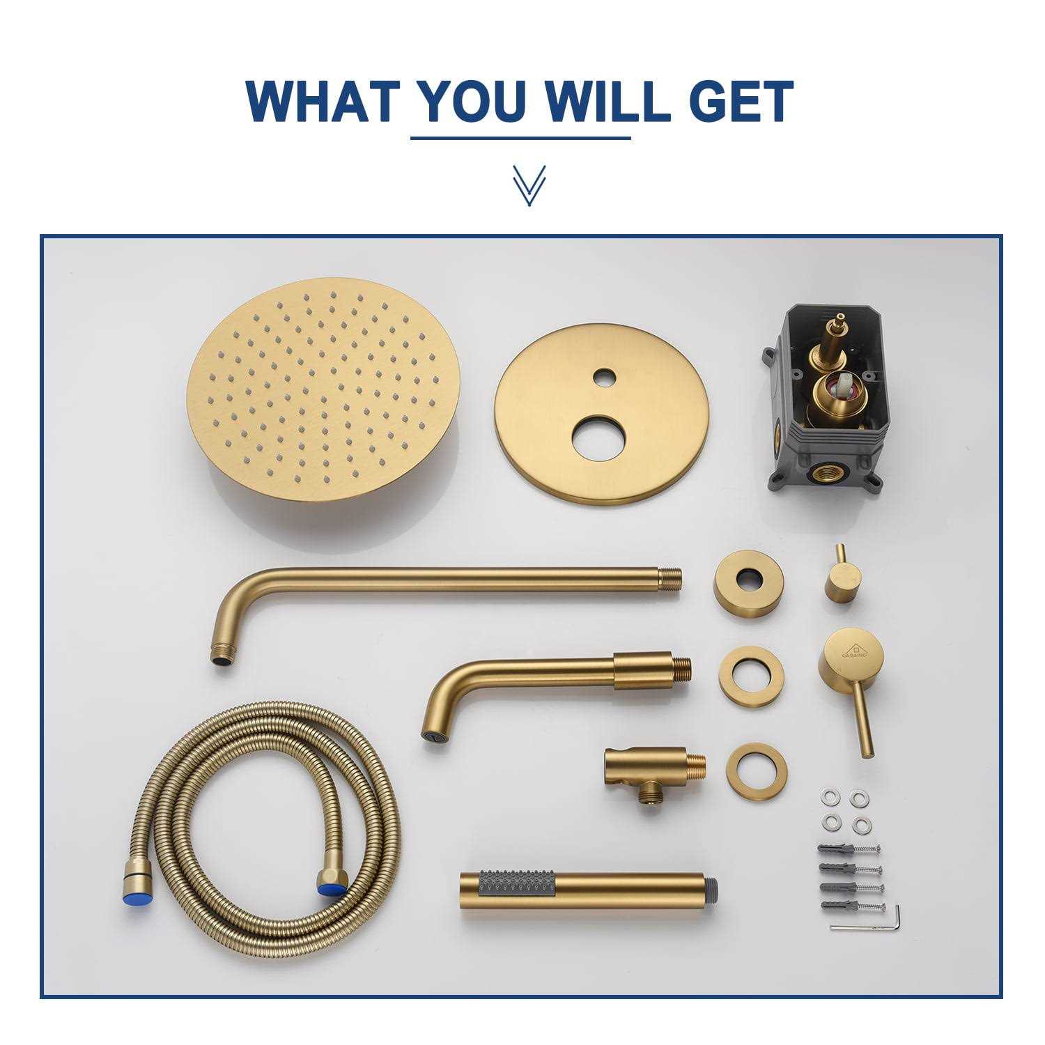 CASAINC M6612-A-10-BG Round 3-Functions Complete Shower System with Rough-In Valve Finish - Cheap Fitting