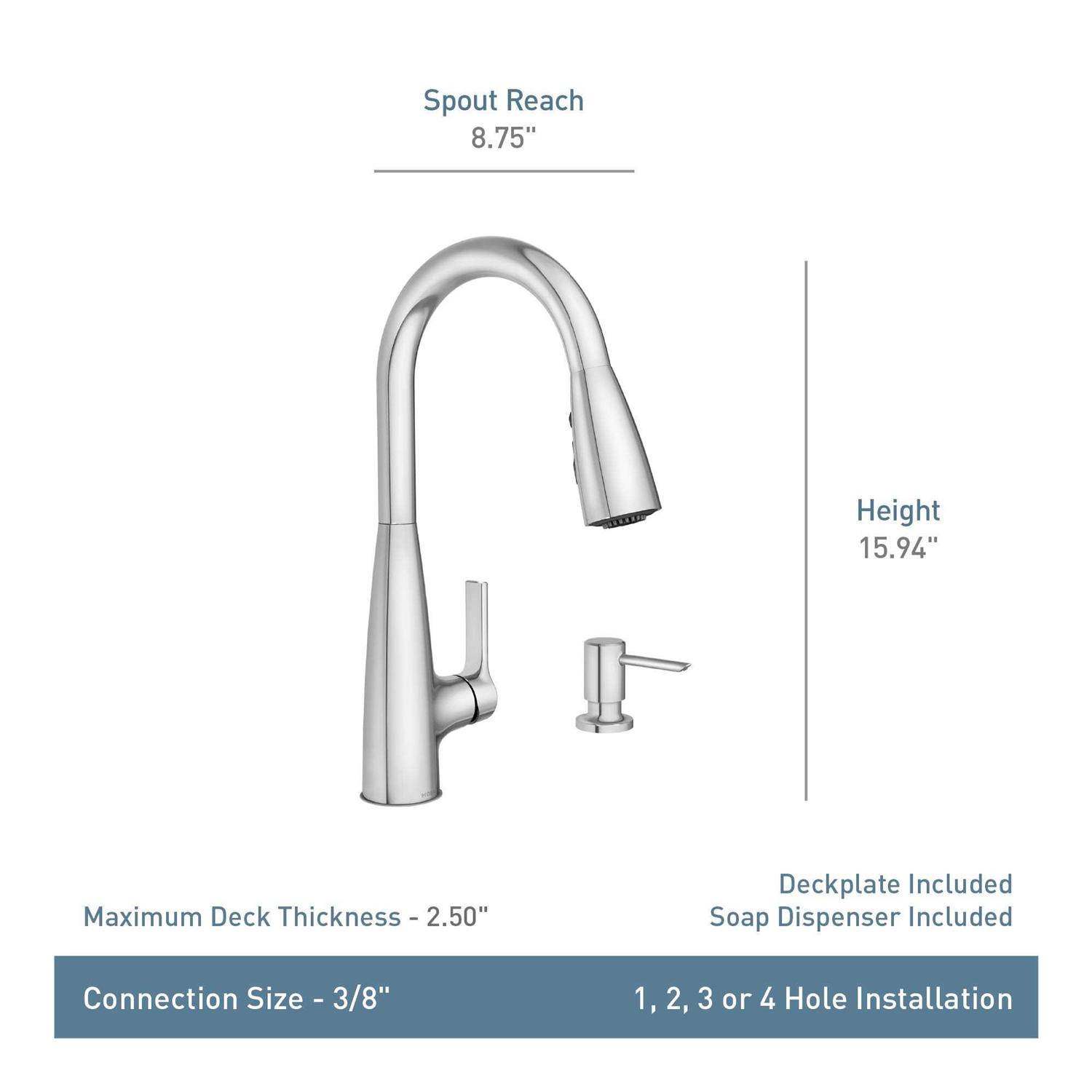 Moen Haelyn Single-Handle Pull-Down Sprayer Kitchen Faucet with Reflex and Power Boost - Cheap Fitting