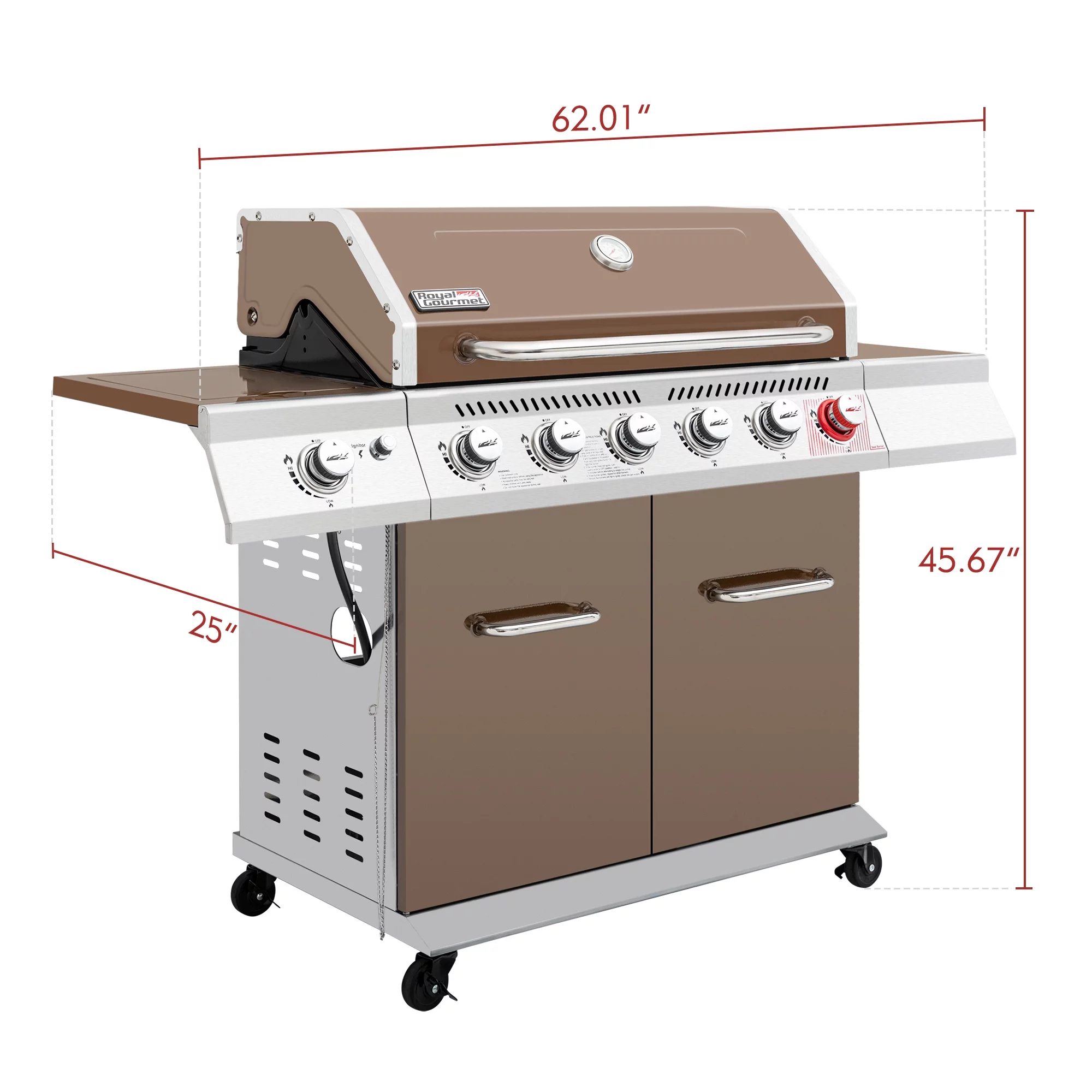Royal Gourmet 6-Burner GA6402C BBQ Gas Grill with Sear Burner and Side Burner, 74,000 BTU - Cheap Fitting