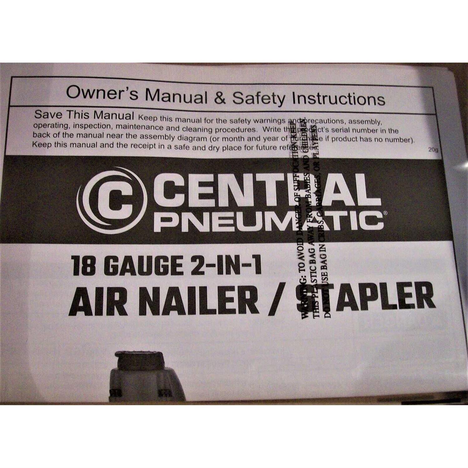 Central Pneumatic 18 Gauge 2-in-1 Air Nailer/Stapler - Cheap Fitting