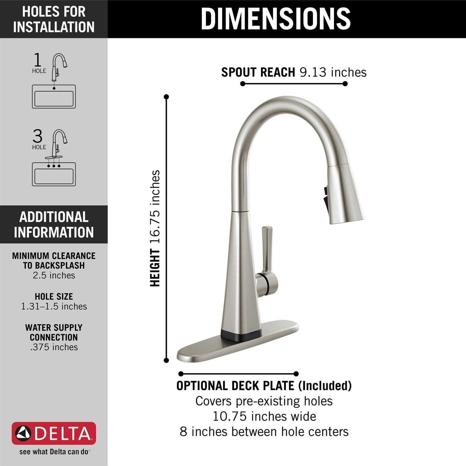 Delta Lenta Single-Handle Pull-Down Kitchen Faucet with Touch2O Technology - Cheap Fitting