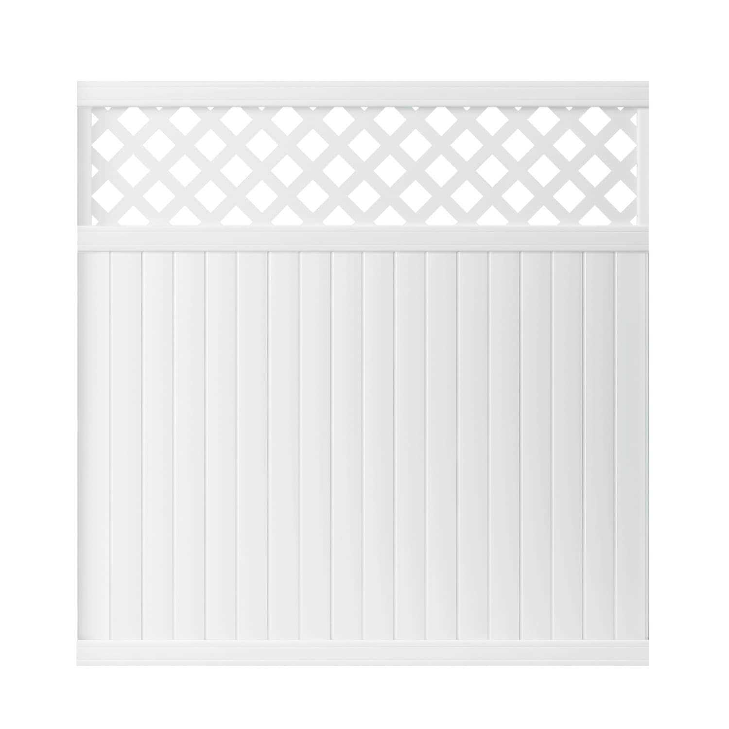 Outdoor Essentials Lewiston 6-ft H x 6-ft W White Vinyl Lattice-Top Fence Panel - Cheap Fitting