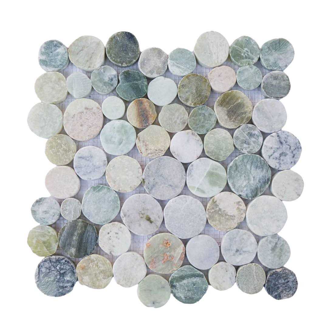 Nevada 12 x 12 Natural Stone Penny Round Mosaic Wall & Floor Tile b.o.i - Cheap Fitting