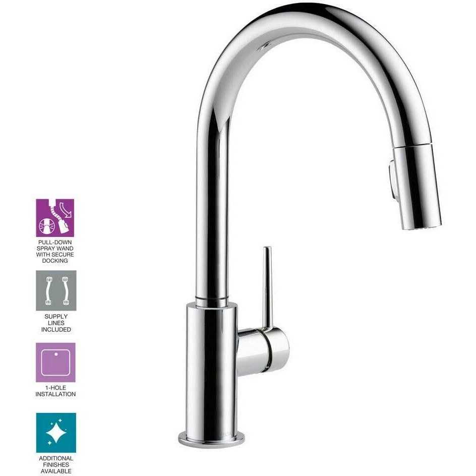 Delta Trinsic Single Handle Pull-Down Kitchen Faucet 9159 - Cheap Fitting