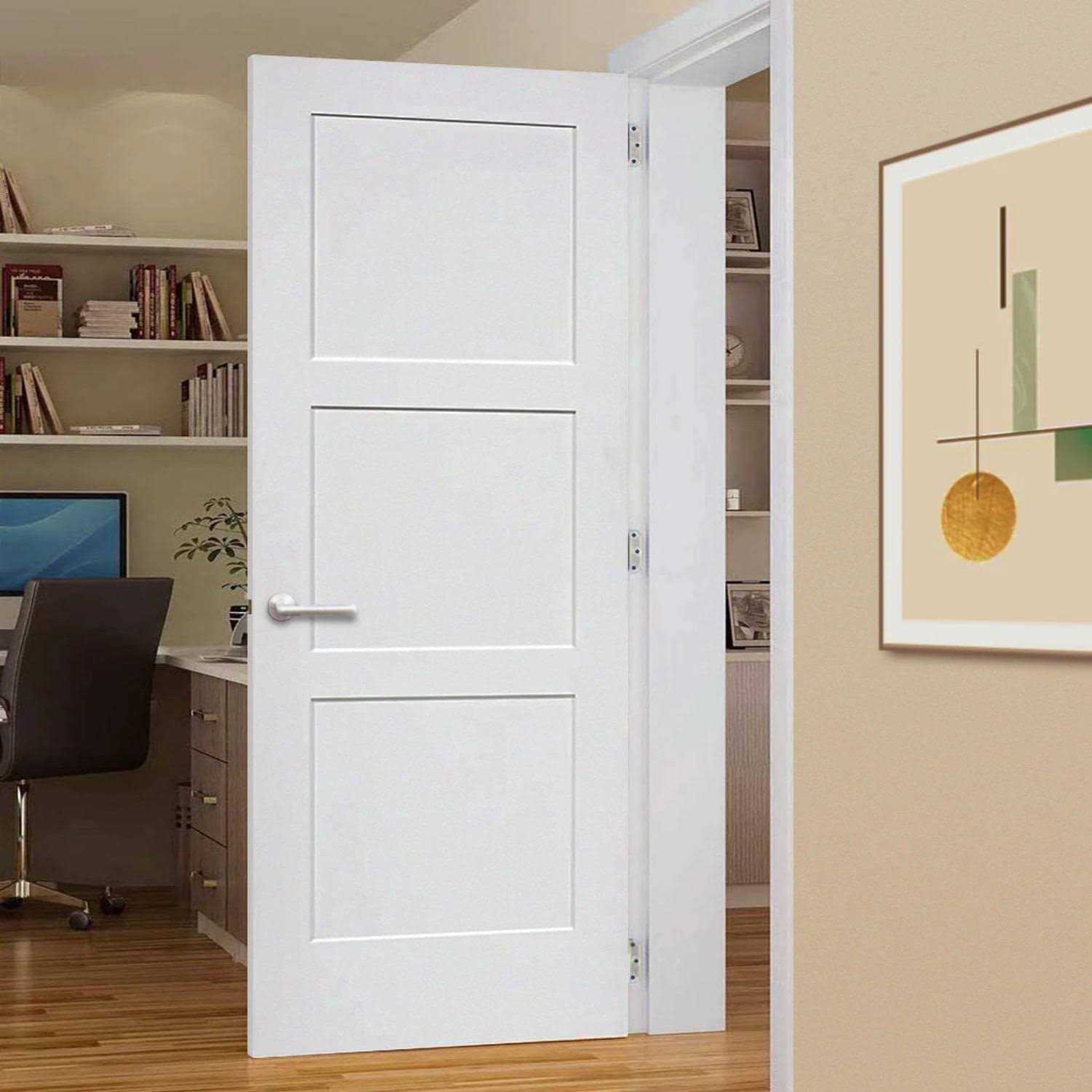 Kimberly Bay 80 in. White 3-Panel Shaker Solid Wood Interior Door Slab - Cheap Fitting