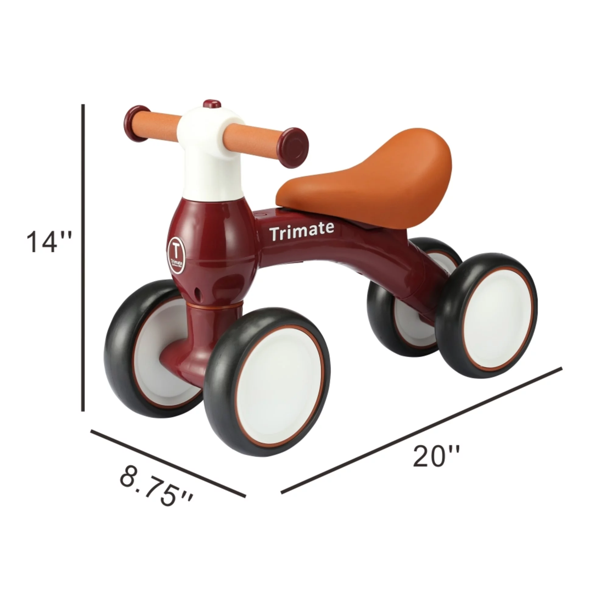 Trimate Baby Walker Balance Bike, Wine Red - Perfect Ride-On Toy for 1-Year-Olds, with 4 Wheels, Ideal for Boys and Girls (12-24 Months) - Cheap Fitting