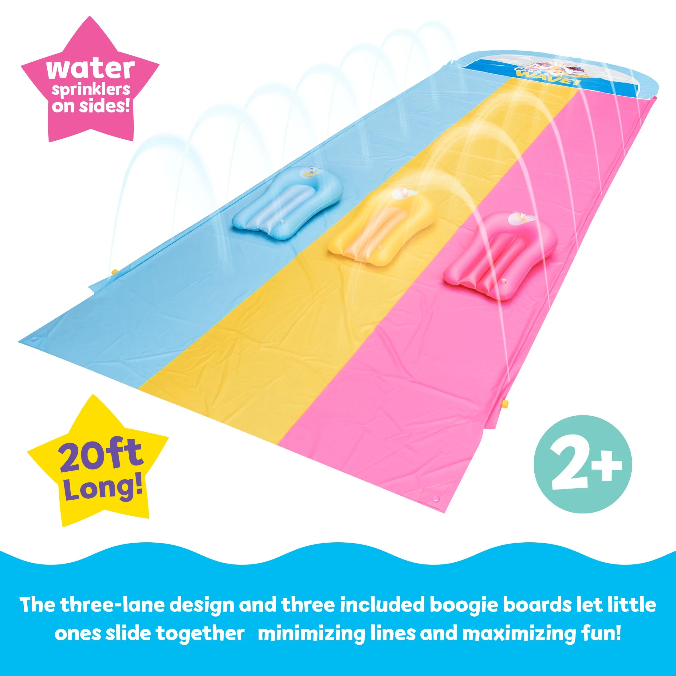 Baby Shark Triple-Lane Water Slide & Inflatable Boogie Boards for Summer Water Play (Ages 2+) - Cheap Fitting