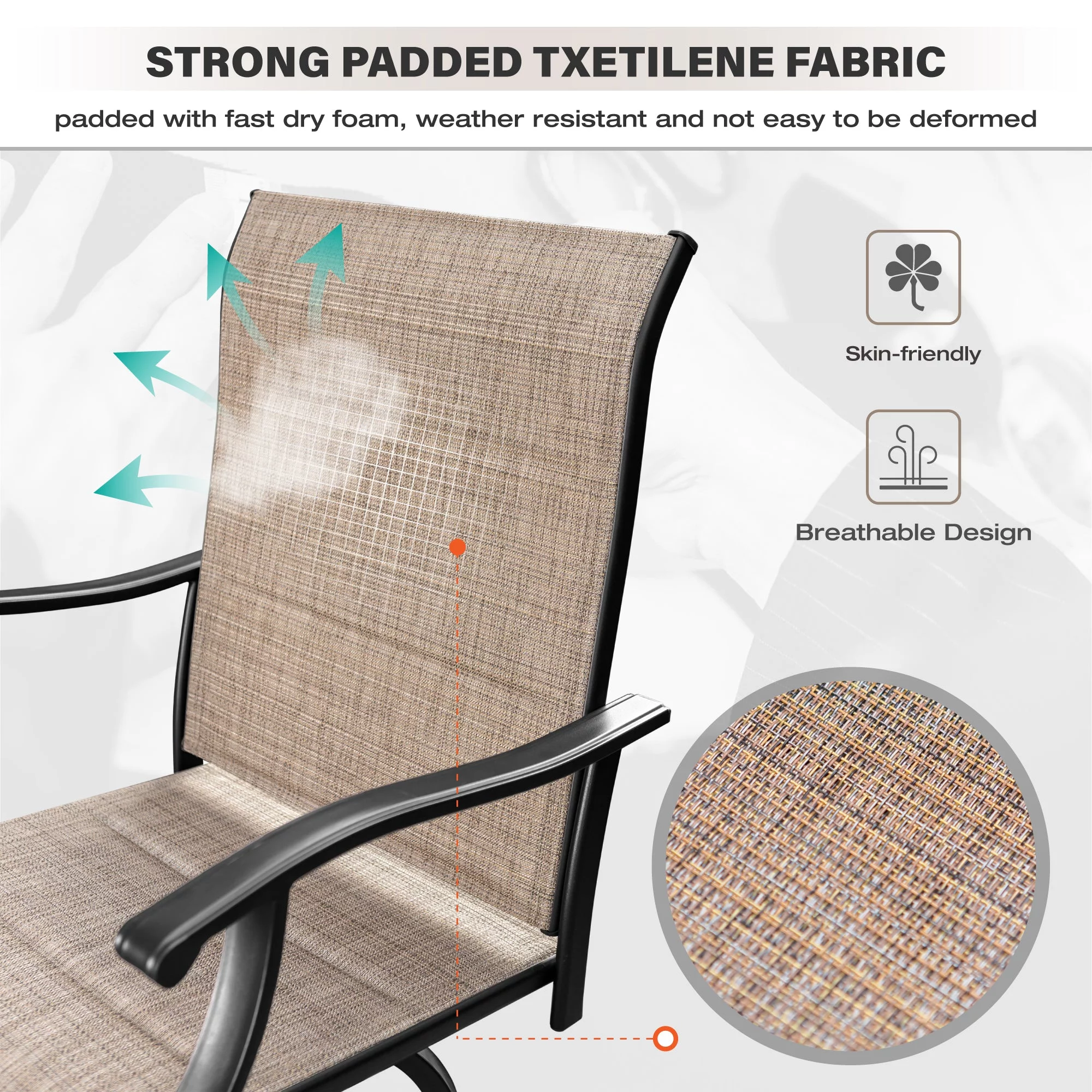 Sophia & William 2Pcs Outdoor Metal Swivel Bar Stools Patio Padded Height Textilene Chairs - Cheap Fitting