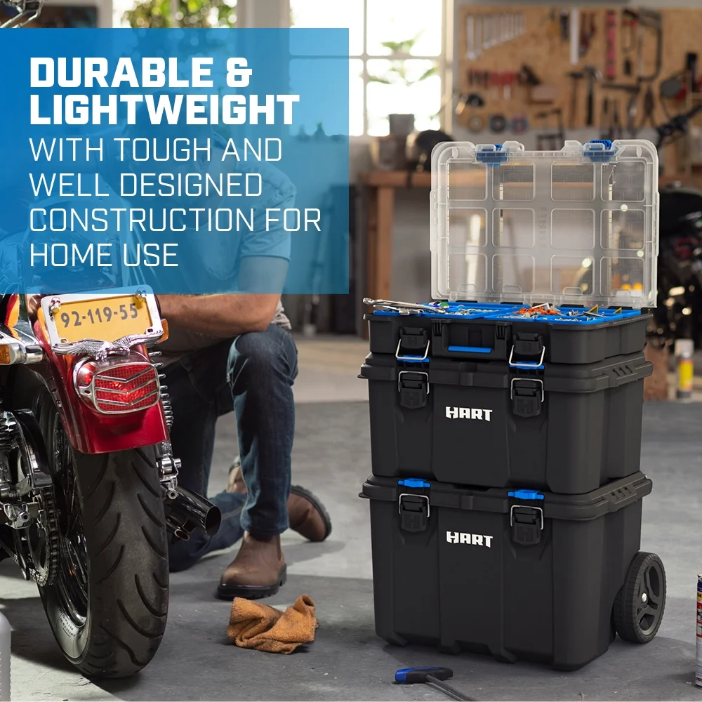 HART Stack System, Mobile Toolbox for Storage and Organization, 3 Piece Resin Plastic Modular Toolbox System - Cheap Fitting