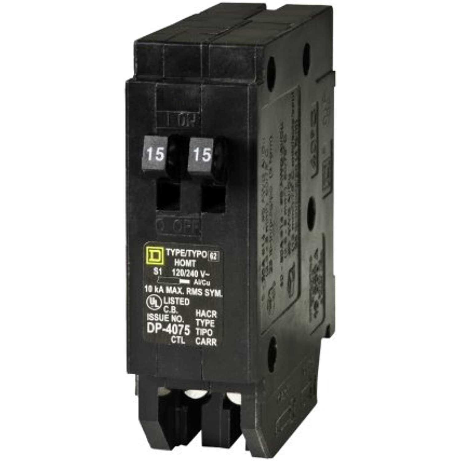 Square D Homeline 15A Single Pole Tandem Circuit Breaker - Cheap Fitting