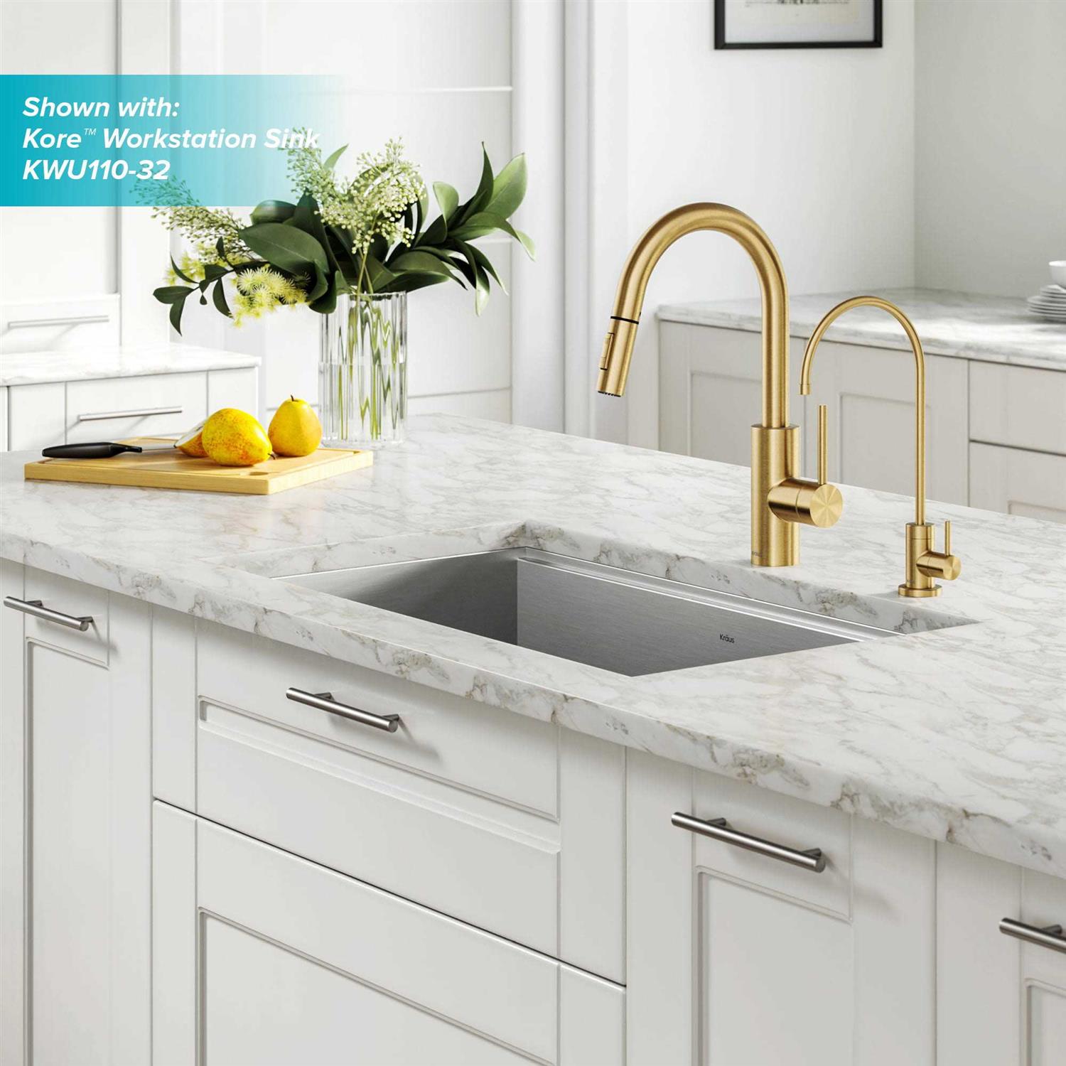 Kraus Oletto Pull-Down Kitchen Faucet and Purita Water Filter Faucet Combo KPF-2620-FF-100BB - Cheap Fitting