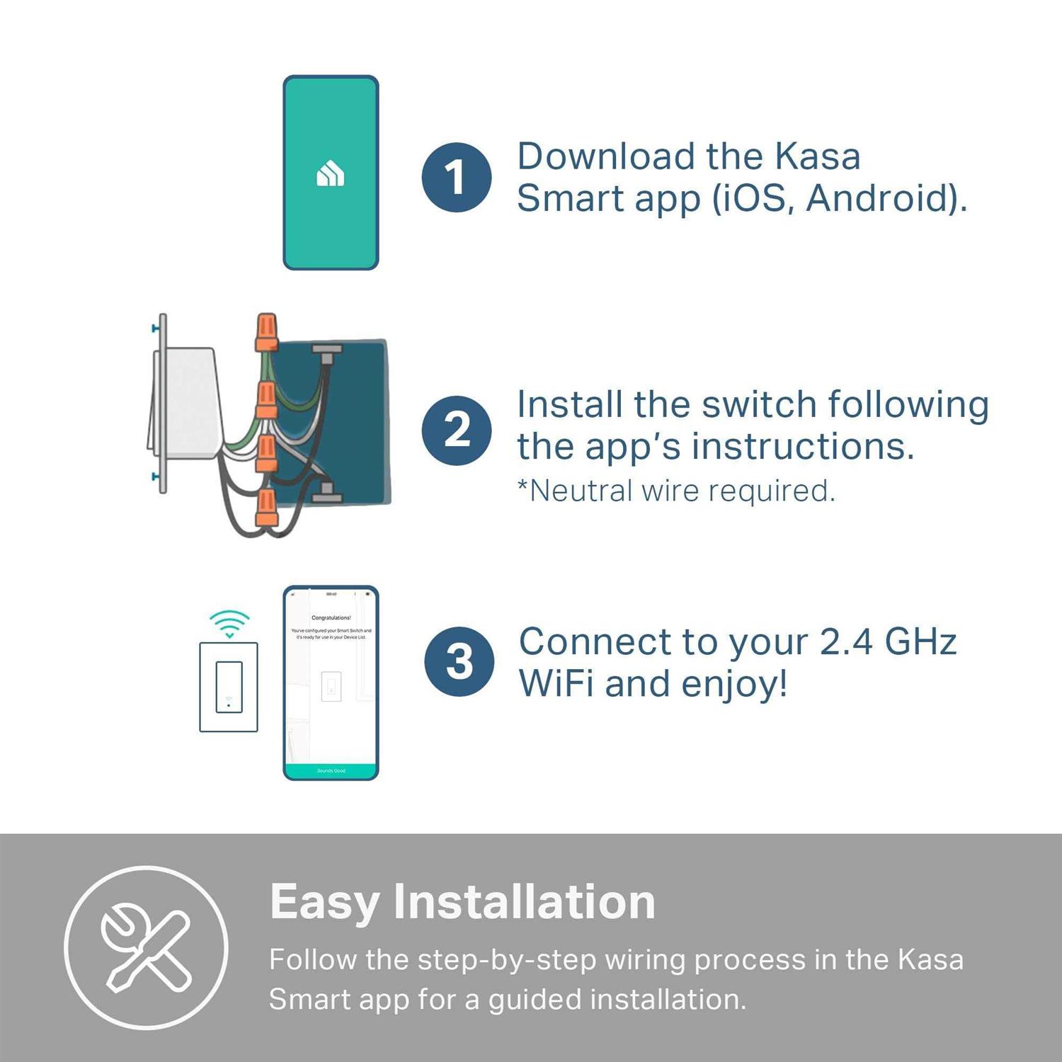 Kasa Smart HS200P3 Wi-Fi Light Switch - Cheap Fitting
