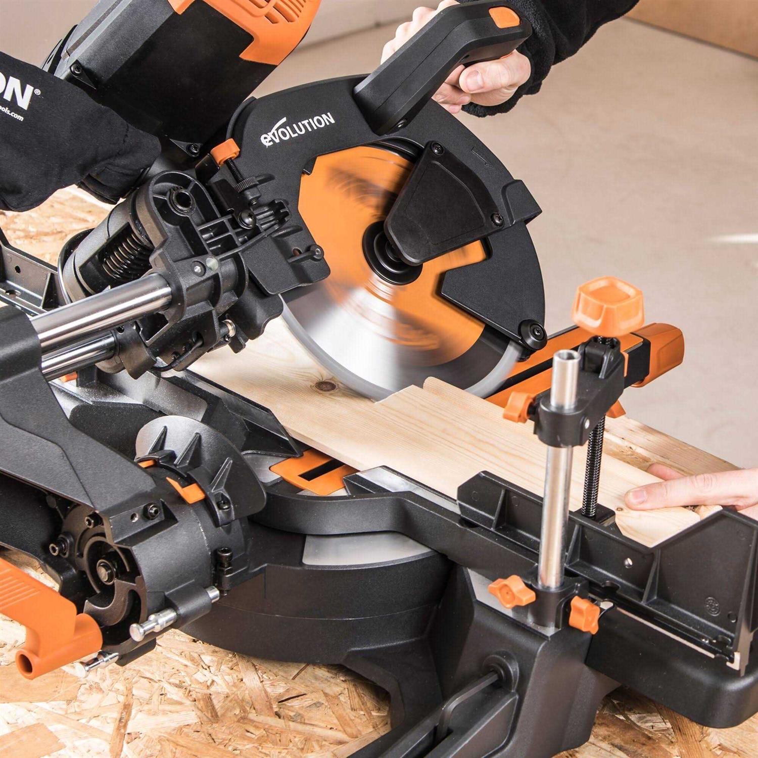 Evolution Multi-Material Sliding Mitre Saw 255mm R255SMS-DB+ - Cheap Fitting