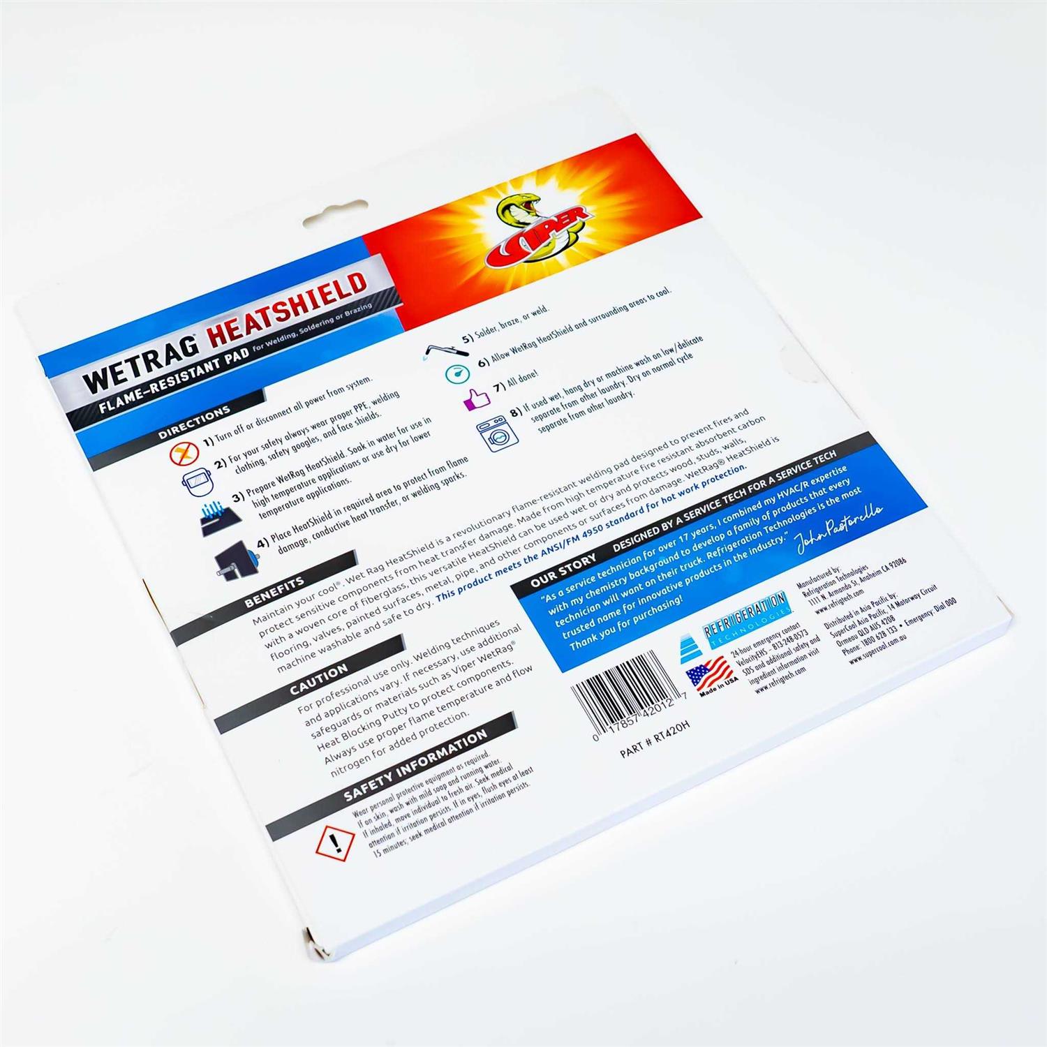 Refrigeration Technologies Viper WetRag Heatshield Flame Resistant Pad - Cheap Fitting