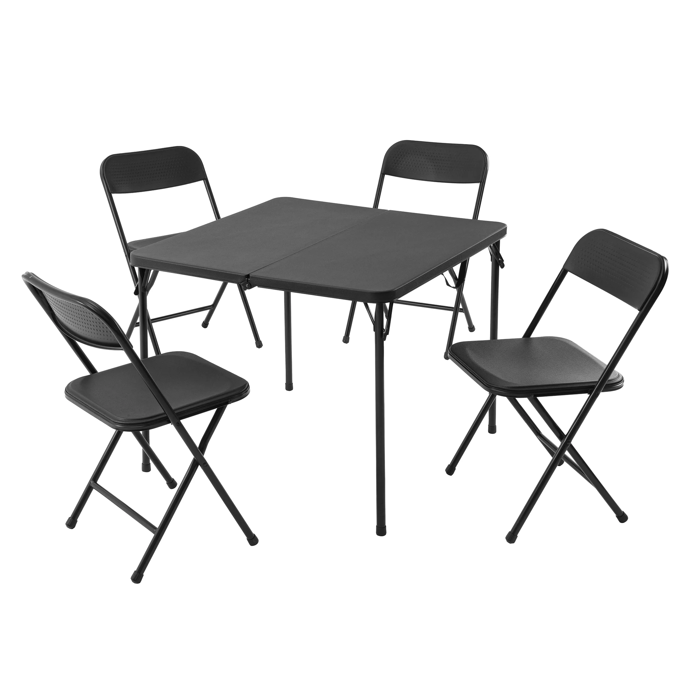 Mainstays 5 Piece Resin Card Folding Table and Four Folding Chairs Set, Black - Cheap Fitting