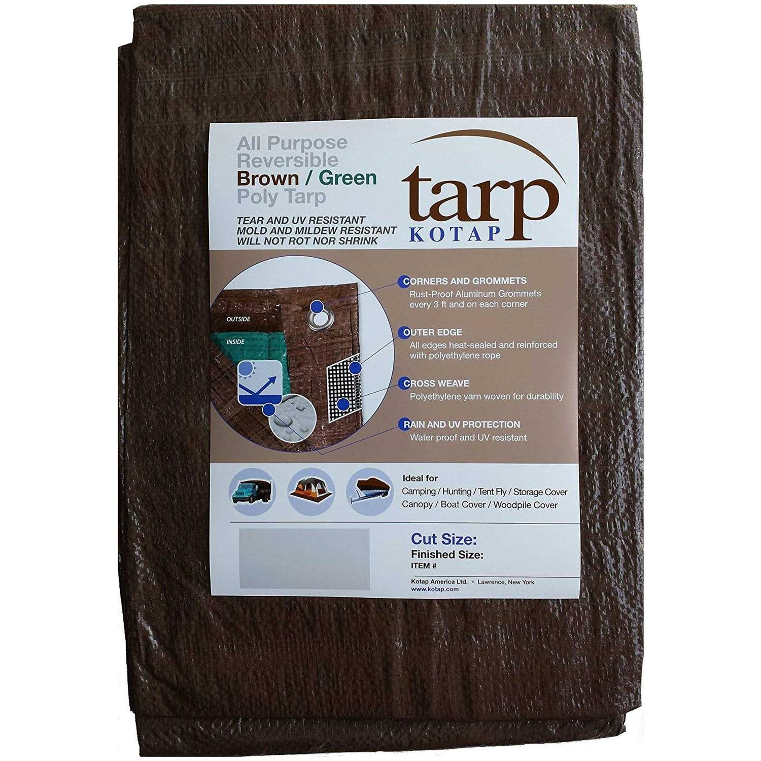 Kotap 20-ft x 20-ft Reversible Brown/Green Poly Tarp - Cheap Fitting