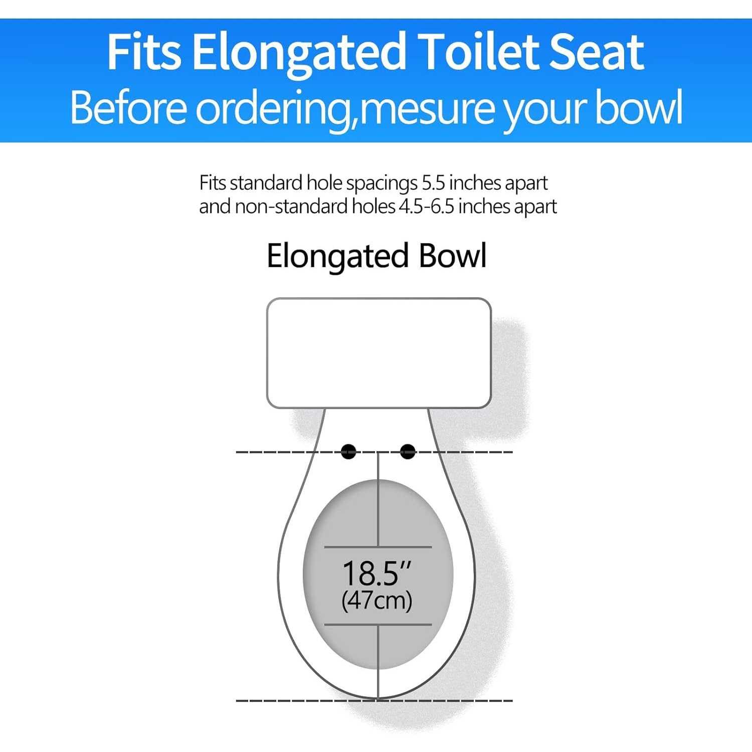 Muu Toilet seat Slow Close White heavy duty Toilet Seat with Non-slip Seat Bumpers Easy to Install - Cheap Fitting