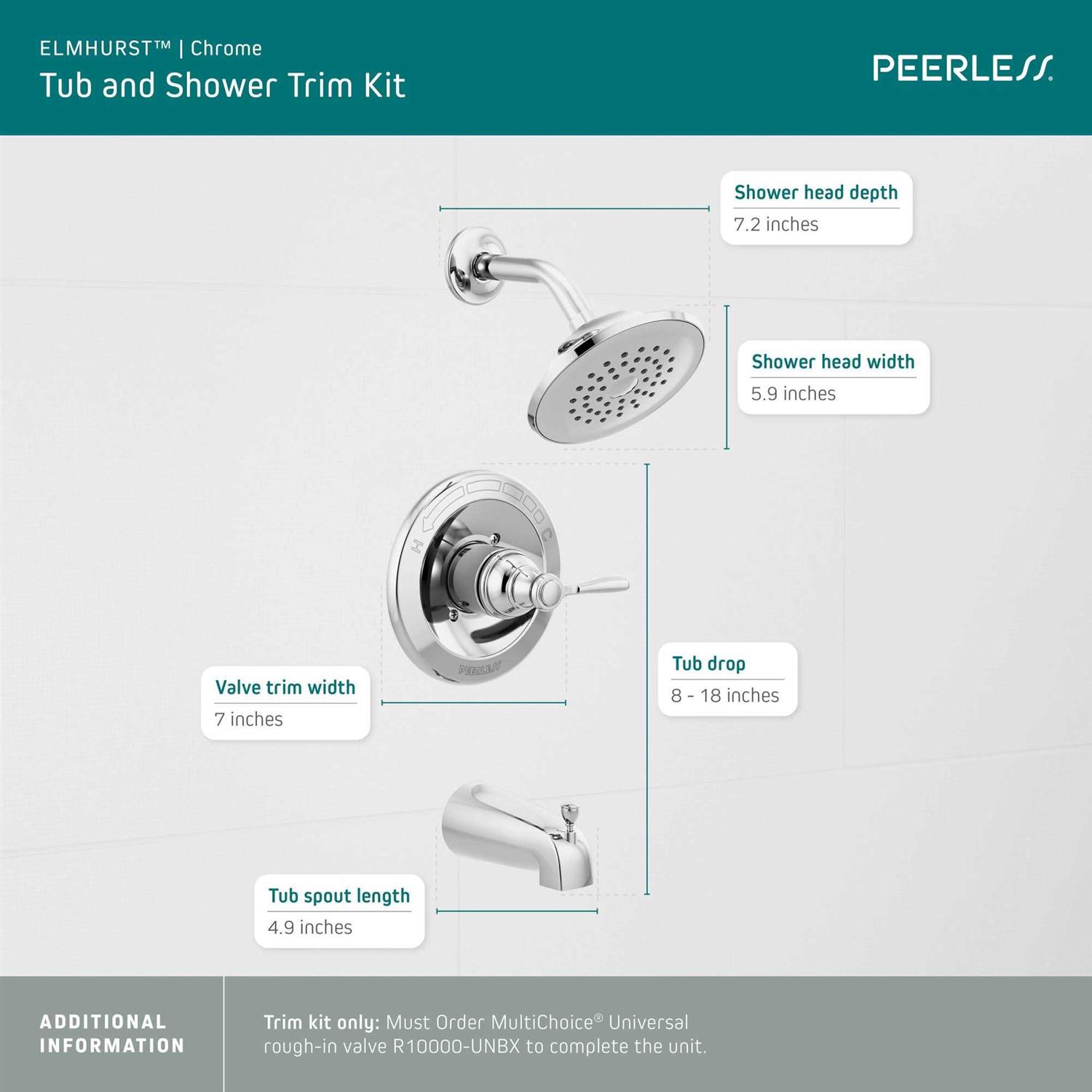 Peerless PTT14465-BN Elmhurst Tub Shower trim kit - Cheap Fitting