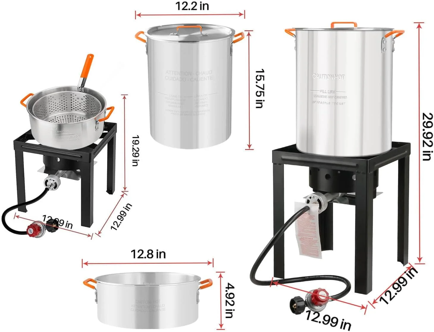 Propane Outdoor Fish Fryer Set, 10 Quart Aluminum Seafood Boiler Steamer Kit Crawfish Fish Fryer, 50,000 BTU Stock Pot with Crawfish Cooker Pot Basket - Cheap Fitting