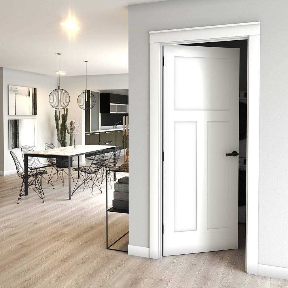 eightdoors 80 in. x 1-3/8 in. Shaker White Primed T-Shape 3-Panel Solid Core Wood Interior Slab Door - Cheap Fitting