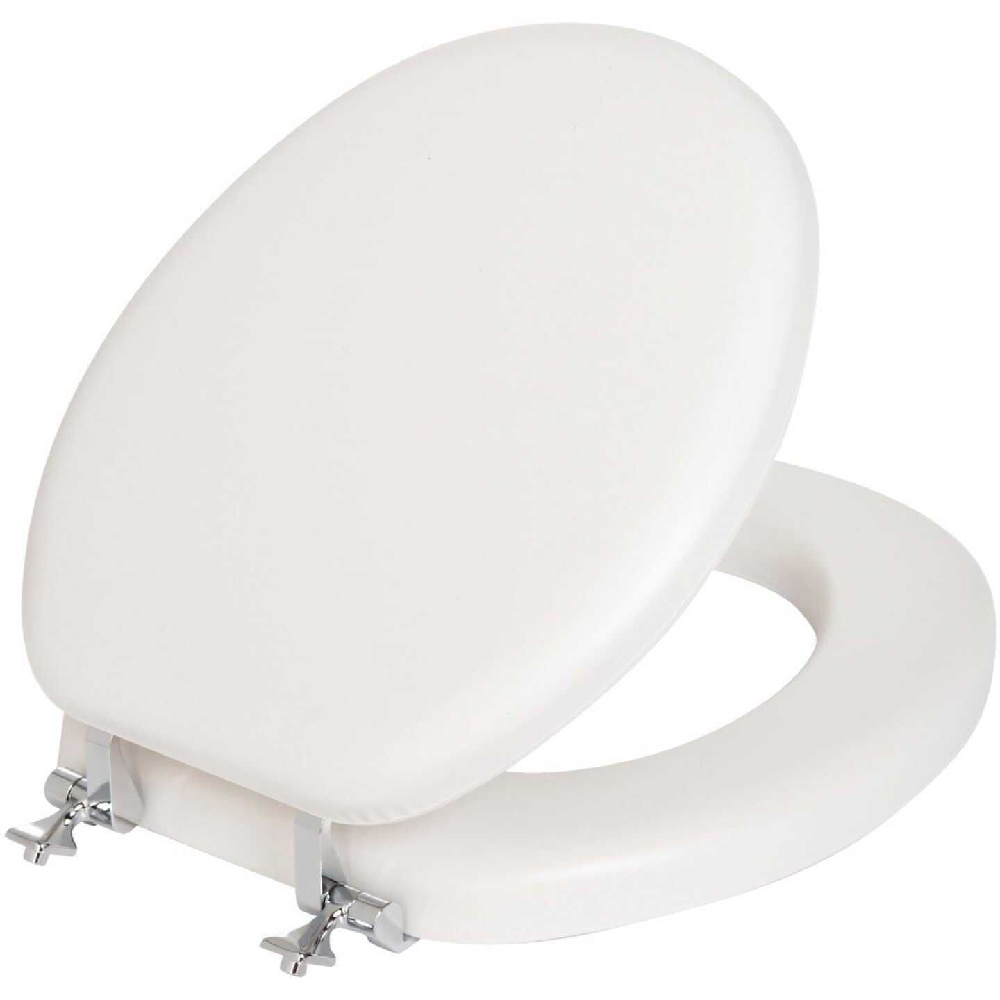 Mayfair by Bemis Round Closed Front White Premium Soft Toilet Seat with Chromes Hinges - Cheap Fitting