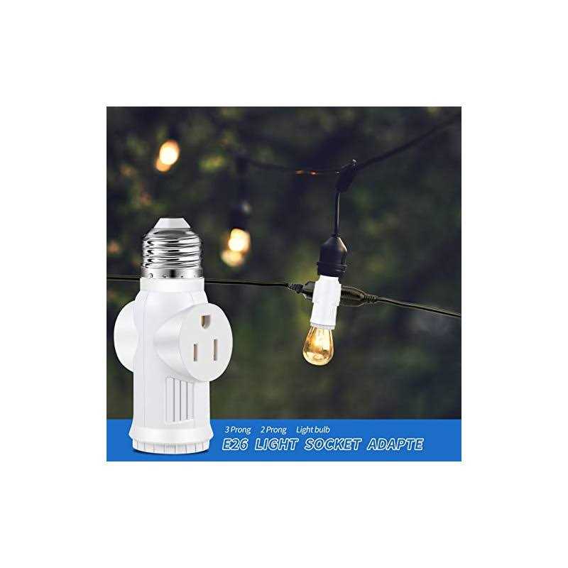 SerBion E26 Light Socket to Plug Adapter 2 Pack 2/3 Prong Light Socket Outlet - Cheap Fitting