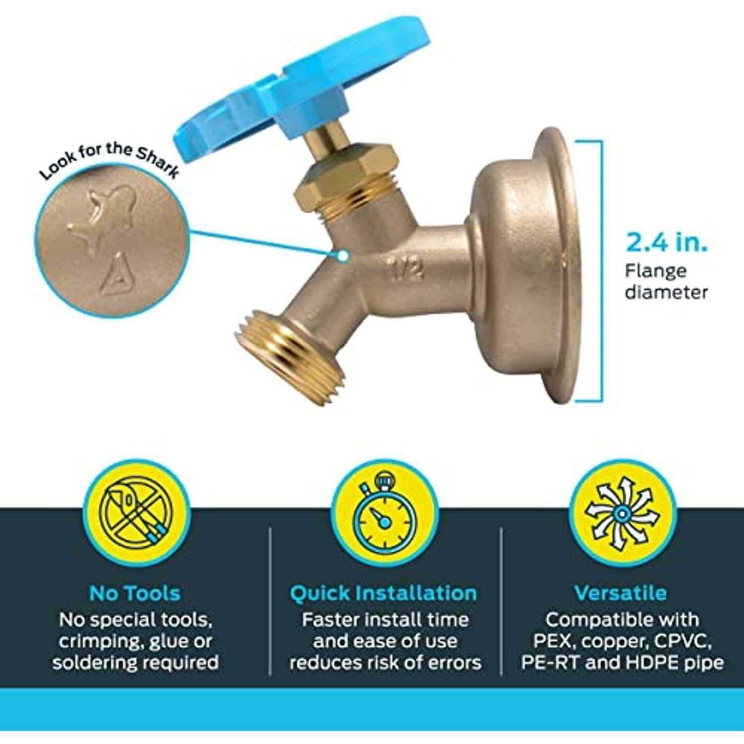 Sharkbite 1/2 in. PTC x 3/4 in. MHT Brass Hose Bibb 24632LF - Cheap Fitting