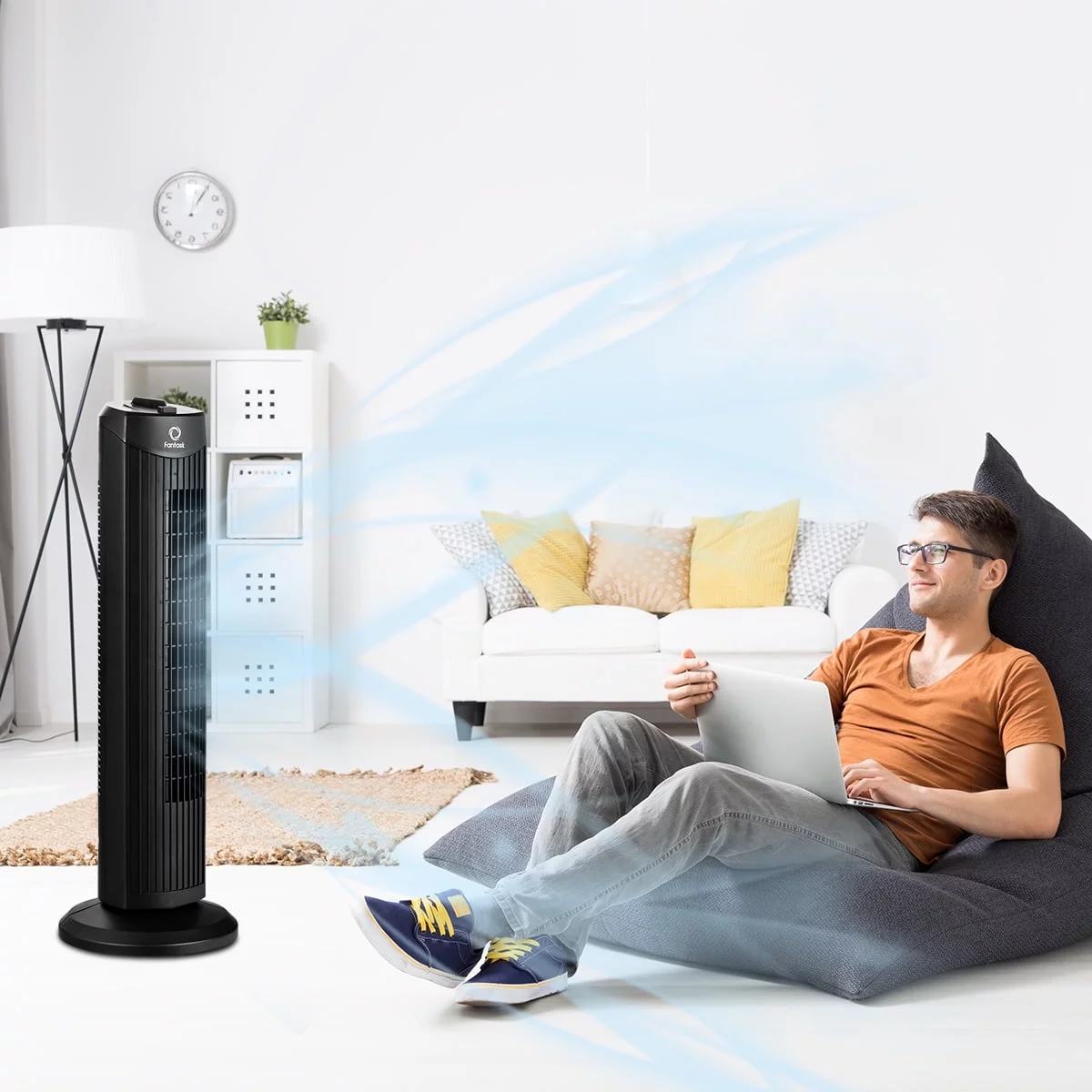 Fantask 35W 28''Oscillating Tower Fan 3 Wind Speed Quiet Bladeless Cooling Room - Cheap Fitting