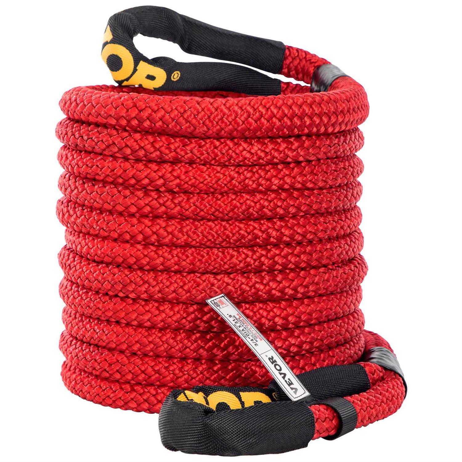 Vevor 31.5′ Recovery Tow Rope Heavy Duty Nylon Double Braided Kinetic Energy Rope w/ Loops and Protective Sleeves - Cheap Fitting