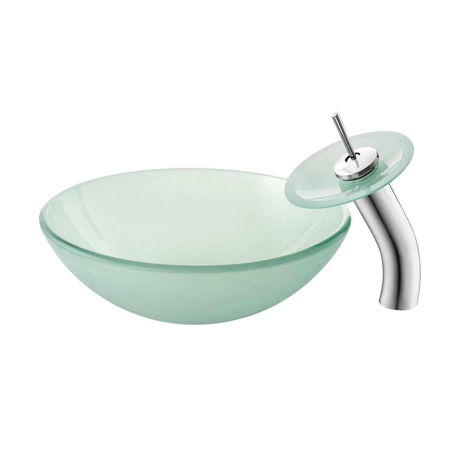 Swiss Madison Cascade 16 Glass Vessel Sink with Faucet - Cheap Fitting
