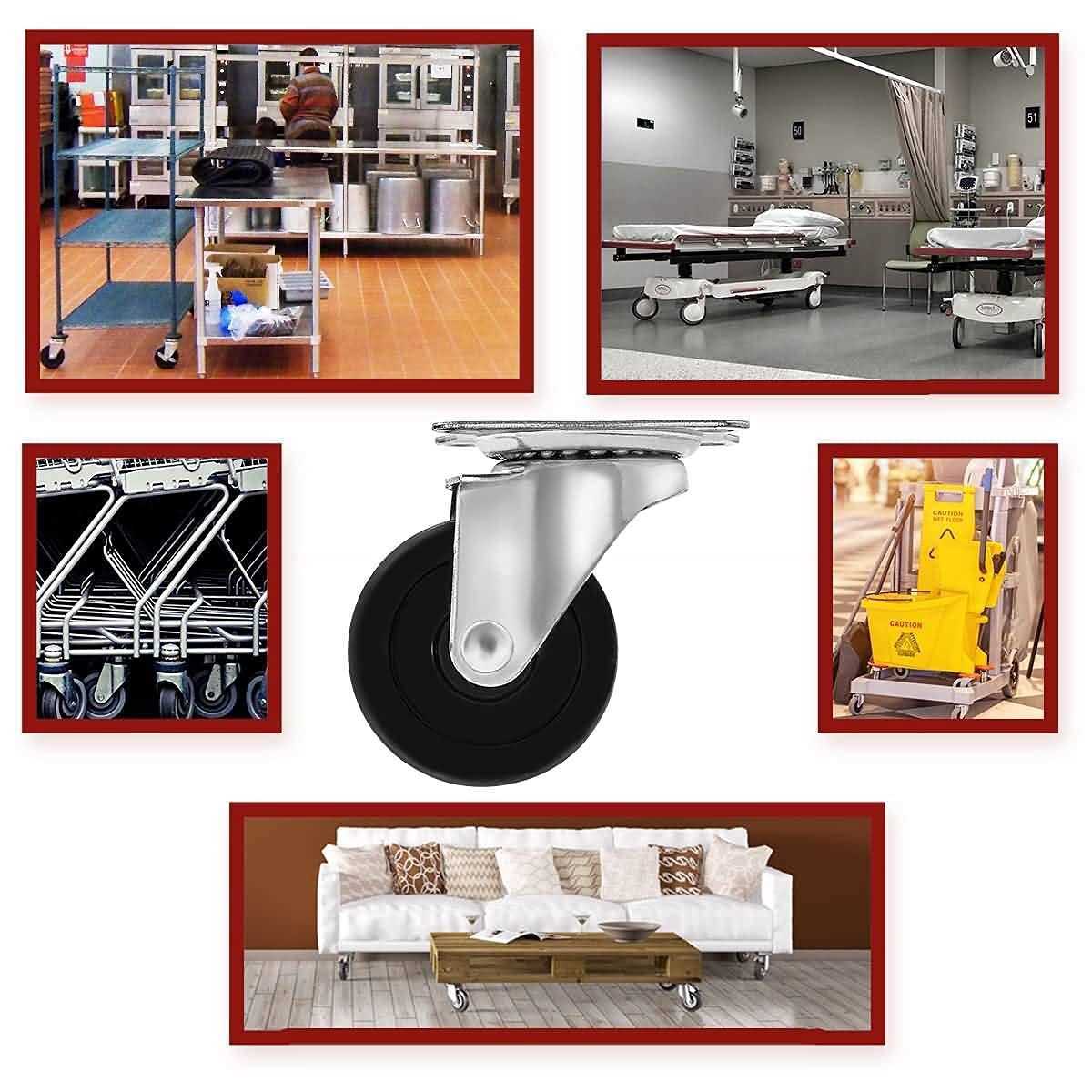 24 Pack 2 Swivel Caster Wheels Rubber Base with Top Plate & Bearing Heavy Duty - Cheap Fitting