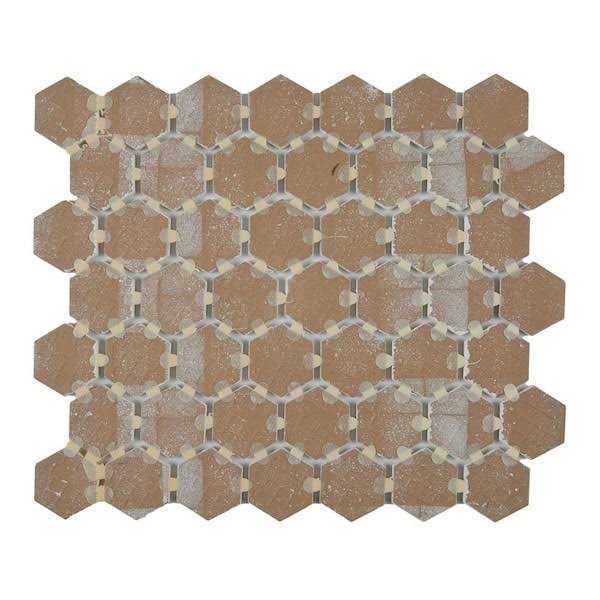 Marazzi Moroccan Concrete 10 in. x 11 in. Glazed Ceramic Hexagon Mosaic Tile - Cheap Fitting